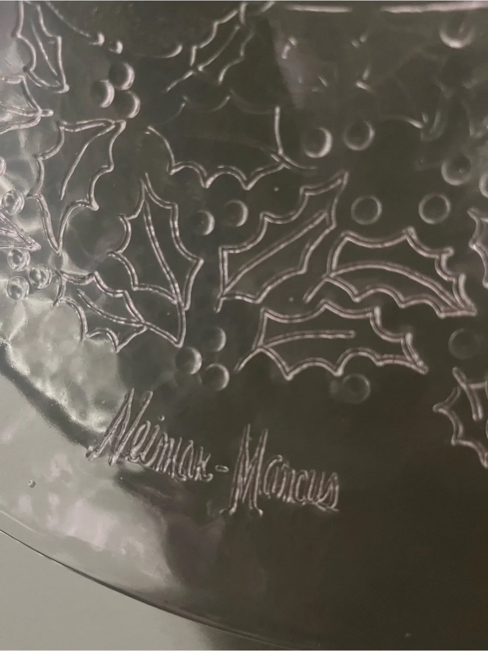 Neiman Marcus Luxury Glass Plate with Mother Goose & Young Holiday Motif 13 in